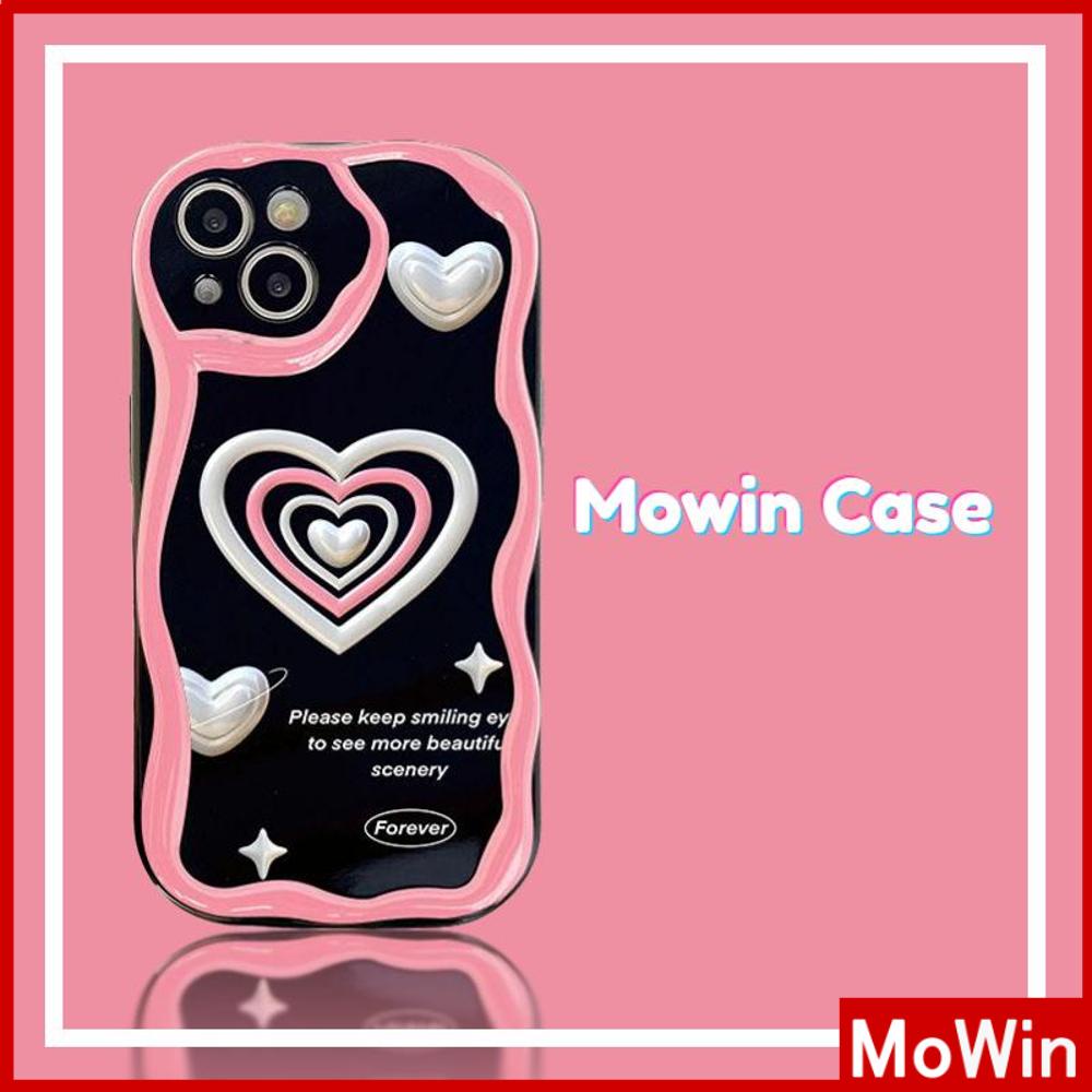 For iPhone 14 Pro Max iPhone Case 3D Curved Edge Wave TPU Airbag Shockproof Camera Cover Glossy Black Heart Shape Compatible with iPhone 13 Pro max 12 Pro Max 11 xr xs max 7Plus