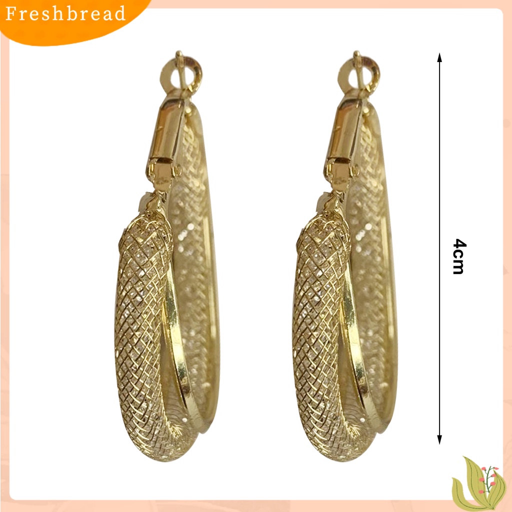 &lt; Freshbread &gt; 1pasang Anting Wanita Bersinar Berlian Imitasi Tidak Teratur Electroplating High Gloss Berdandan Geometris Temperamen Wanita Anting Hoop Untuk Perjamuan