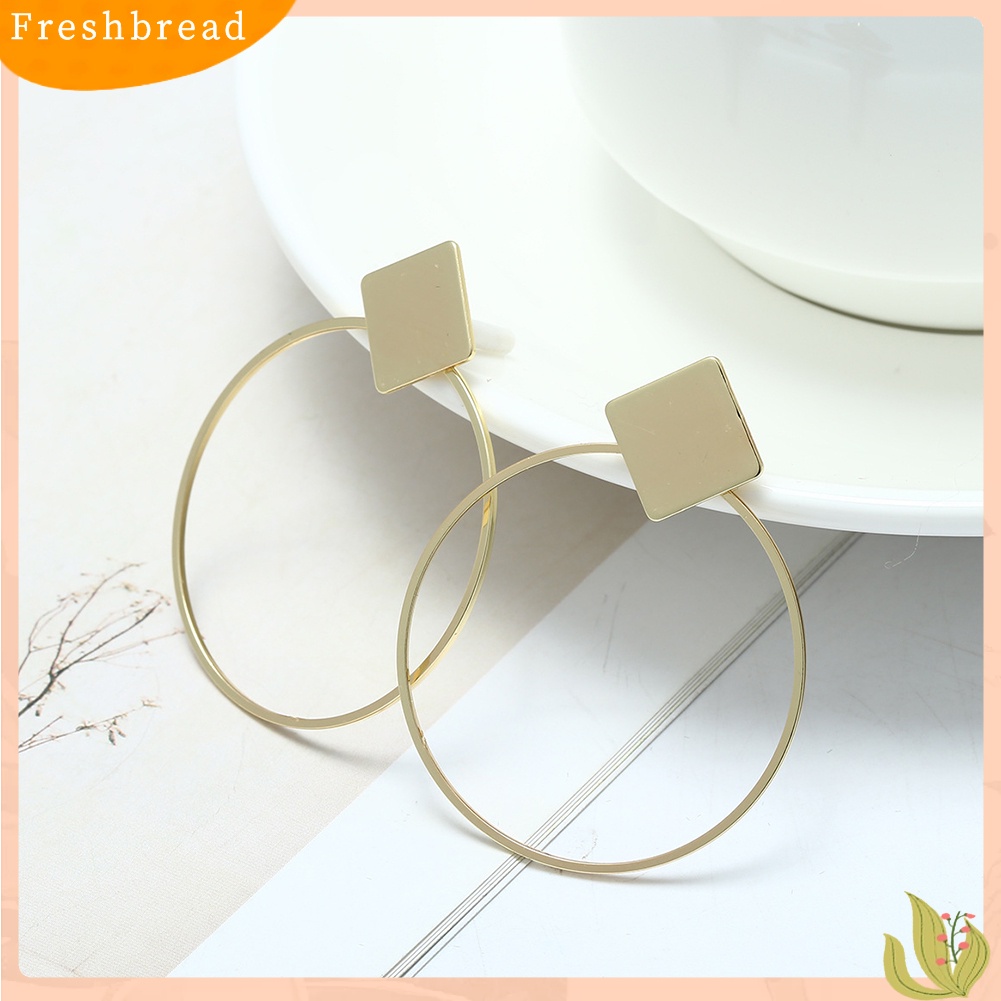 &lt; Freshbread &gt; Fashion Geometri Berlian Wanita Ear Hoop Travel Club Perhiasan Anting Bulat Hadiah