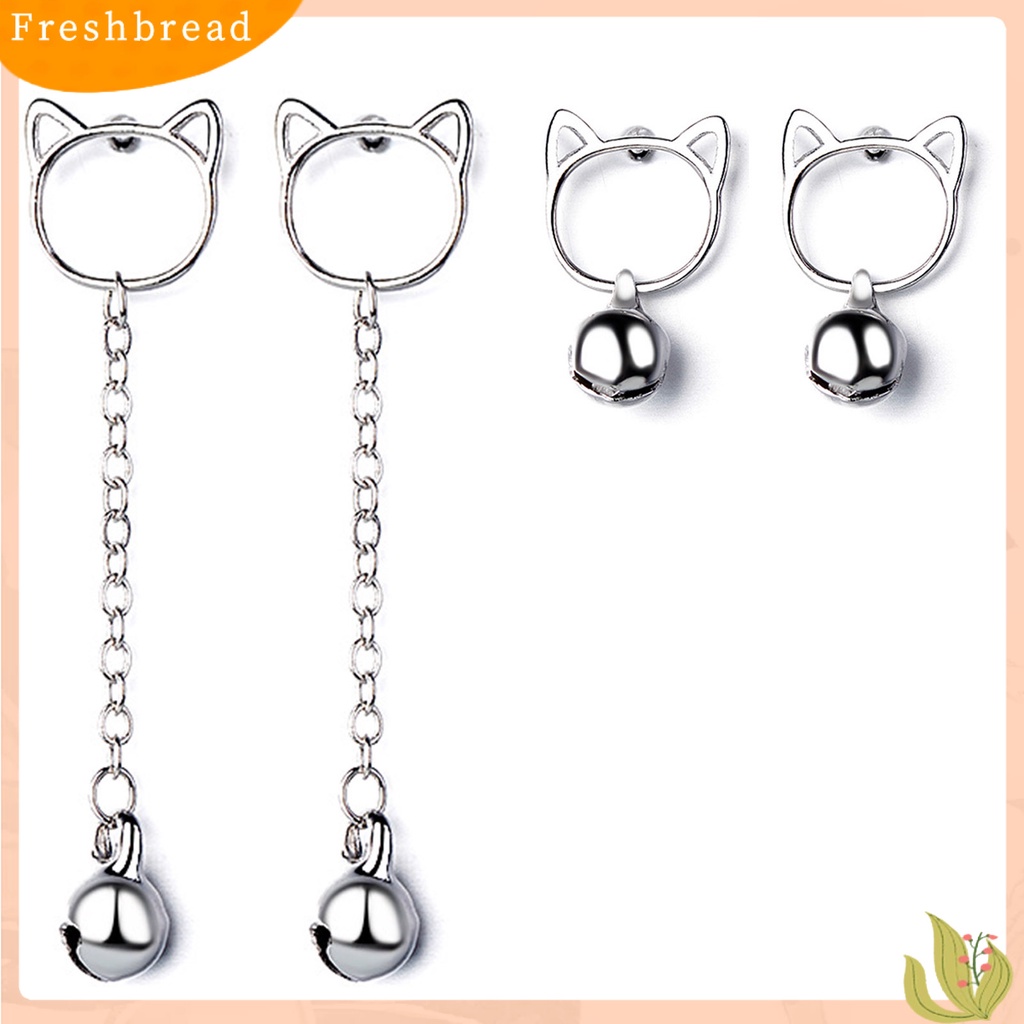 &lt; Freshbread &gt; 1pasang Piercing Ear Stud Anting Tusuk Tema Kucing Hias Tembaga Untuk Pesta