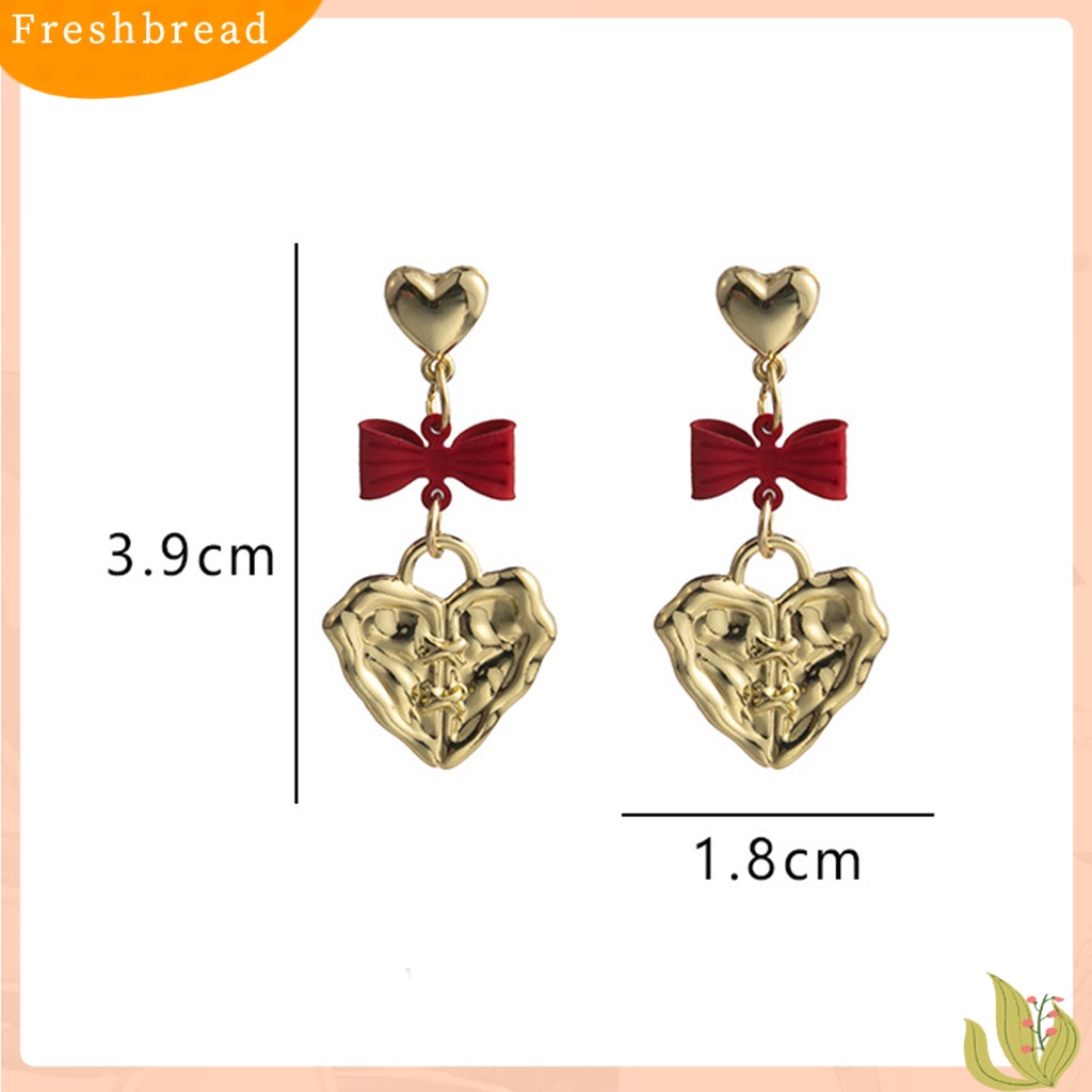 &lt; Freshbread &gt; 1pasang Drop Earrings Kepribadian Ikatan Simpul Gaya Korea Retro Embossment Cinta Hati Stud Earrings Perhiasan Aksesori