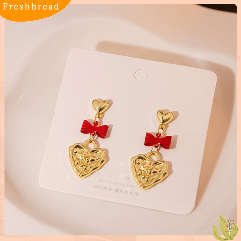 &lt; Freshbread &gt; 1pasang Drop Earrings Kepribadian Ikatan Simpul Gaya Korea Retro Embossment Cinta Hati Stud Earrings Perhiasan Aksesori