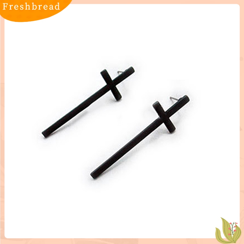 &lt; Freshbread &gt; Unisex Vintage Rock Punk Gothic Pesona Anting Salib Pecinta Ear Studs Hadiah