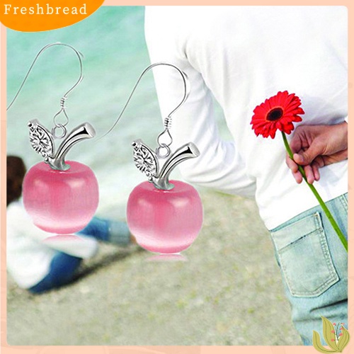 &lt; Freshbread &gt; Wanita Opal Apple Menjuntai925 Sterling Silver Zircon Eardrops Anting Kait