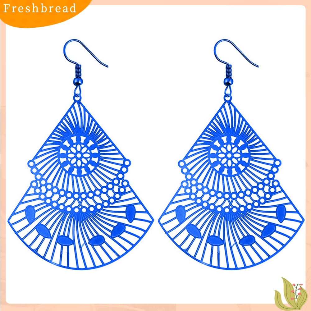 &lt; Freshbread &gt; Fashion Wanita Berongga Keluar Multicolor Kipas Menjuntai Drop Hook Anting Perhiasan Hadiah