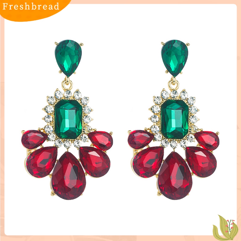 &lt; Freshbread &gt; 1pasang Anting Warna-Warni Berlian Imitasi Berwarna Eye-catching Semua Pertandingan Mengkilap Elegan Sehari-Hari Memakai Vintage Aksesori Menjuntai Tahan Lama Untuk Pesta