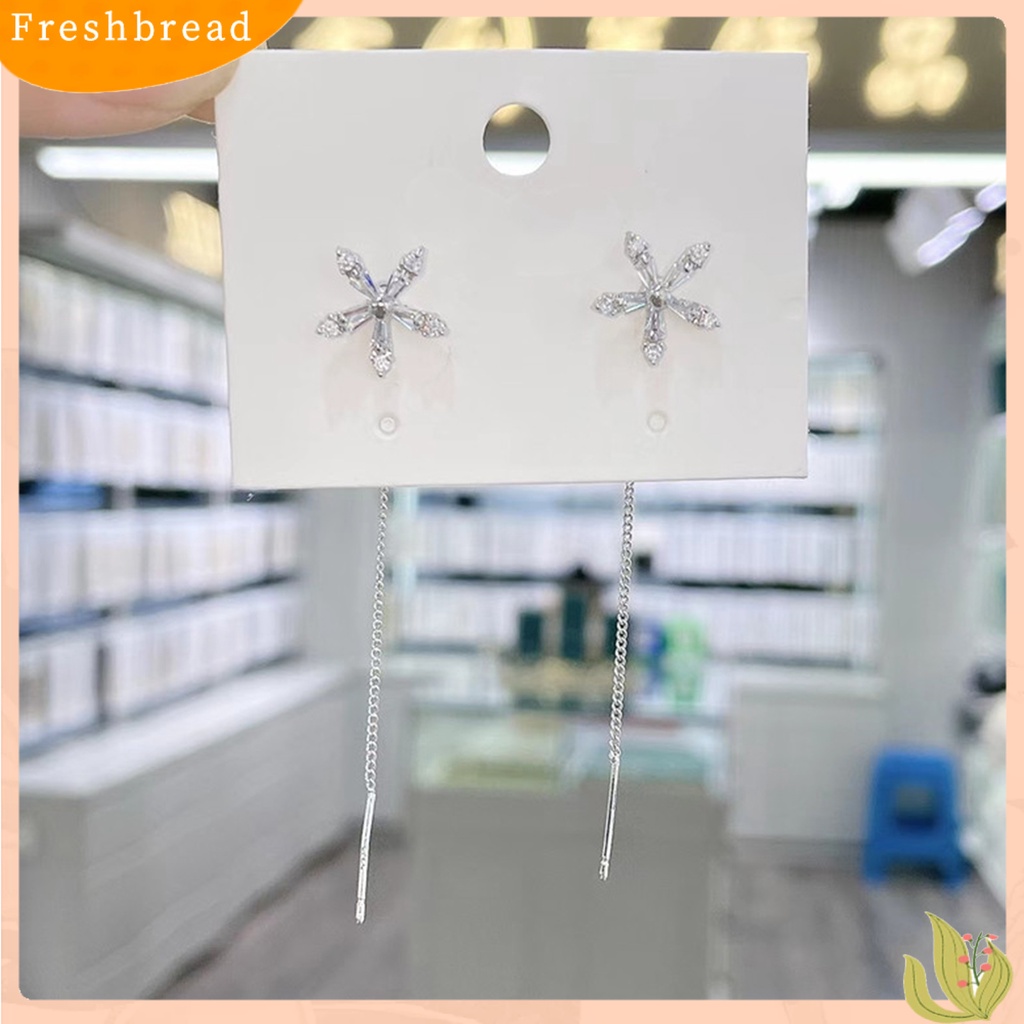 &lt; Freshbread &gt; Wanita Panjang Rumbai Rantai Anting Kristal Imitasi Bunga Berlian Imitasi Drop Earrings Perhiasan Tubuh Untuk Wanita Perempuan