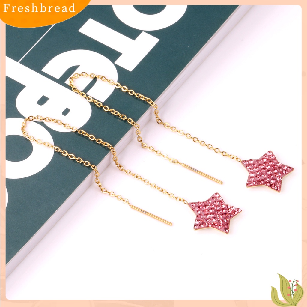 &lt; Freshbread &gt; 1pasang Anting Pejantan Rumbai Lurus Gantung Eropa Dan Amerika Berlebihan Geometris Telinga Dekorasi High-end Pentagram Bintang Kembali Gantung Drop Earrings Perhiasan Fashion