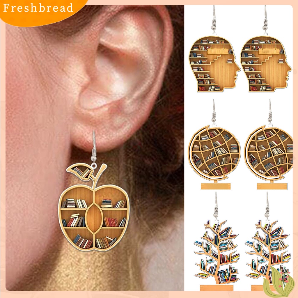 &lt; Freshbread &gt; 1pasang Tindik Unik Serbaguna Drop Earrings Vintage Book Lover Heart Librarian Hook Earrings Aksesoris Perhiasan