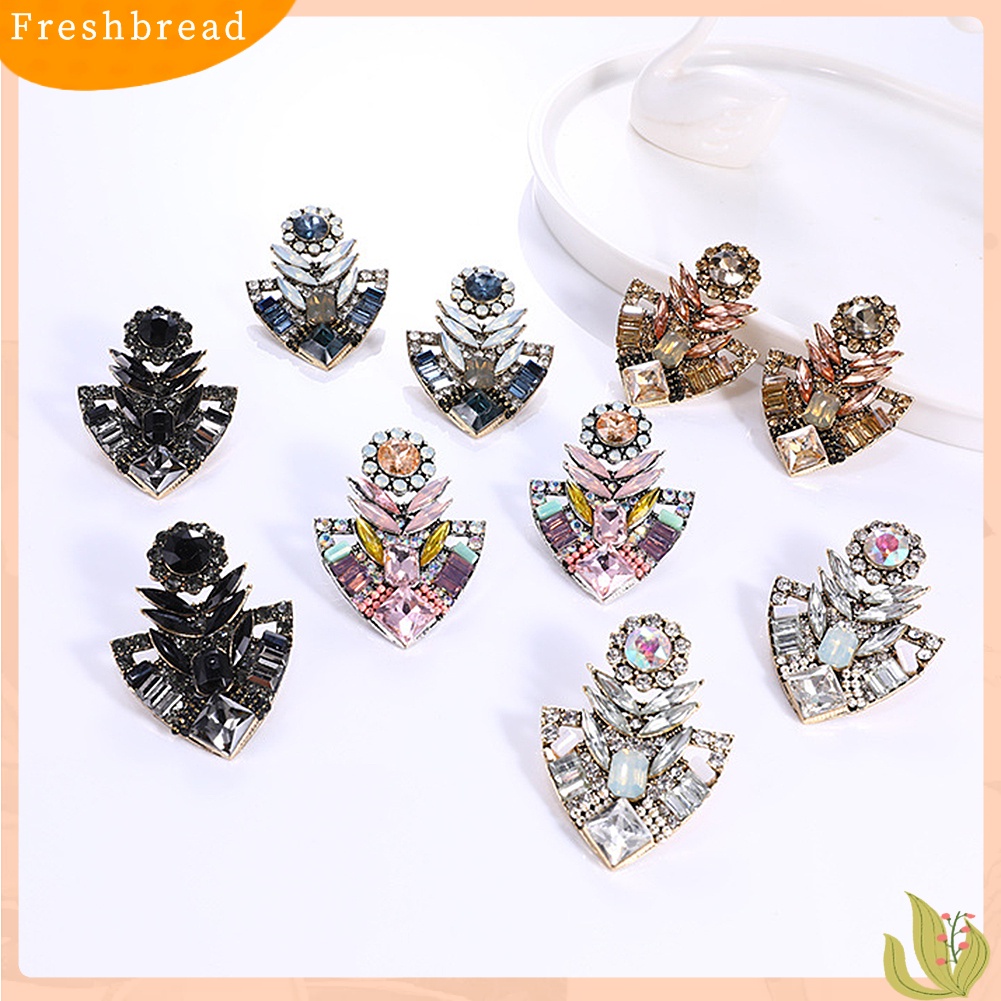 &lt; Freshbread &gt; Wanita Fashion Berlian Imitasi Berlebihan Bohemian Ear Stud Earrings Perhiasan Hadiah