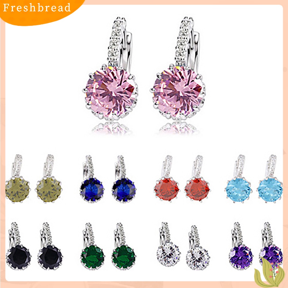 &lt; Freshbread &gt; Wanita Fashion Berlapis Emas 9K Zirkon Berlian Imitasi Huggie Earrings Perhiasan Hadiah