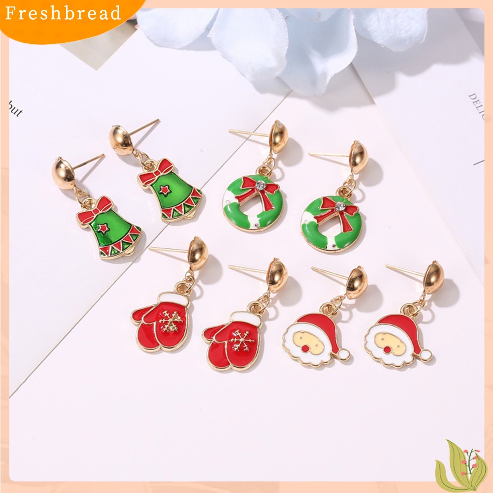 &lt; Freshbread &gt; Wanita Pohon Natal Snowflake Labu Liontin Telinga Stud Anting Perhiasan Hadiah