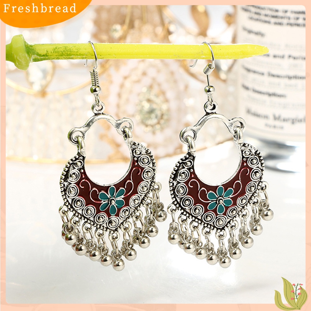 &lt; Freshbread &gt; Bohemian Wanita Bunga Lonceng Rumbai Enamel Kait Anting Pesta Perjamuan Perhiasan