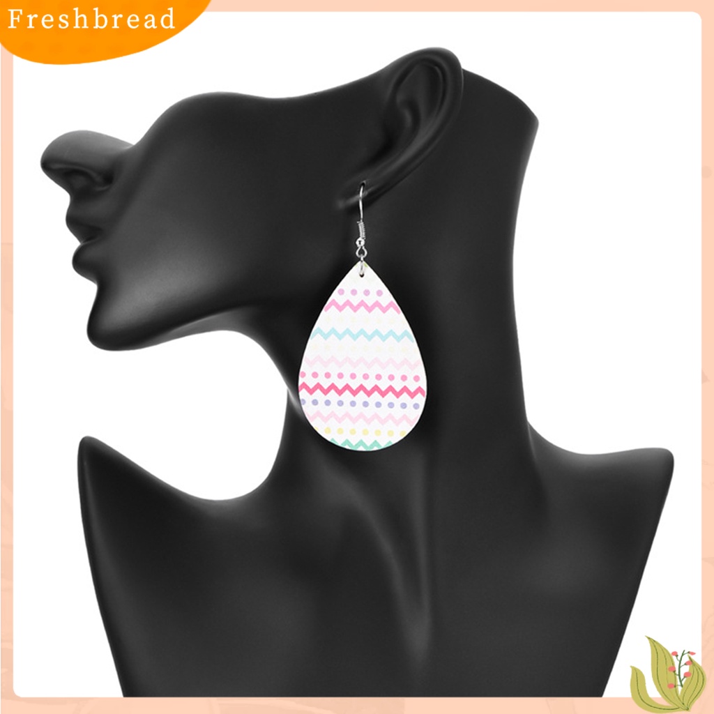 &lt; Freshbread &gt; Fashion Wanita Kulit Imitasi Logam Bentuk Tetesan Air Anting Hadiah Eardrops Menjuntair