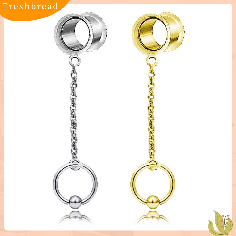 &lt; Freshbread &gt; 1Pc Wanita Cincin Rumbai Menjuntai Double Flare Ear Plug Tandu Piercing Perhiasan