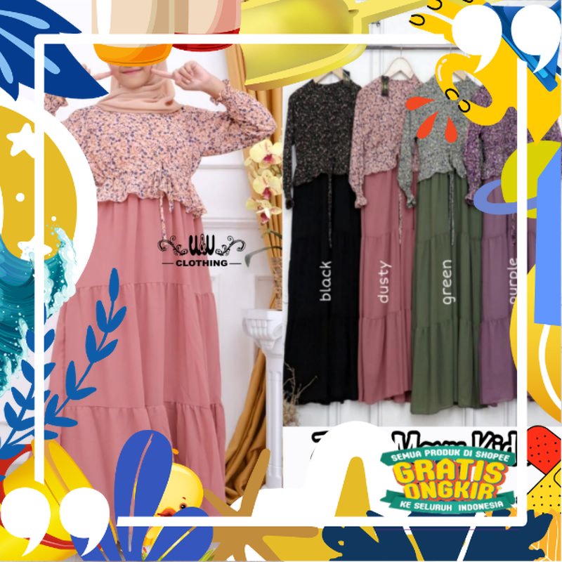 Zenia Maxy Kids Gamis Anak Usia 8-12 Th Pakaian Anak Wanita/ kopel ibu copel couple
