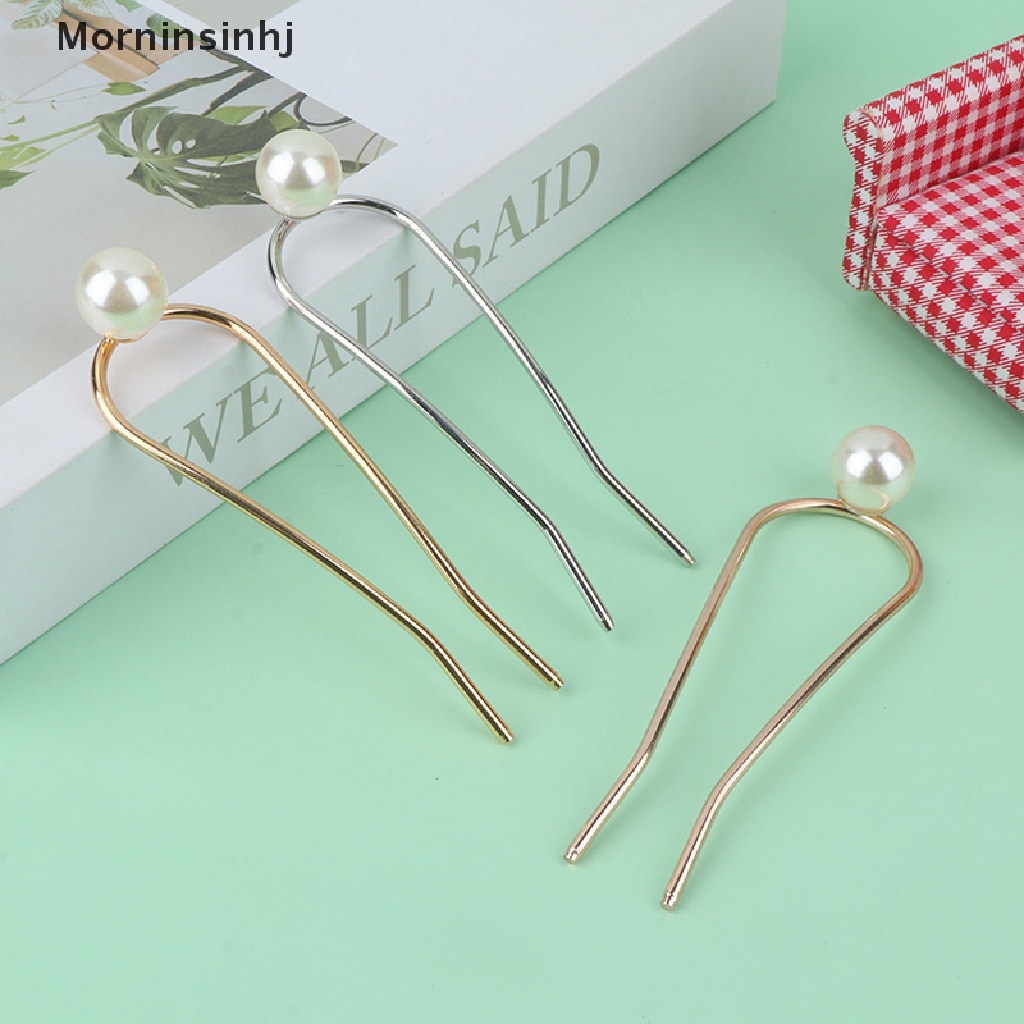 Mornin Fashion Stik Rambut Mutiara Logam Untuk Wanita Shell Hair Clip Pins Bentuk U Hairclip id