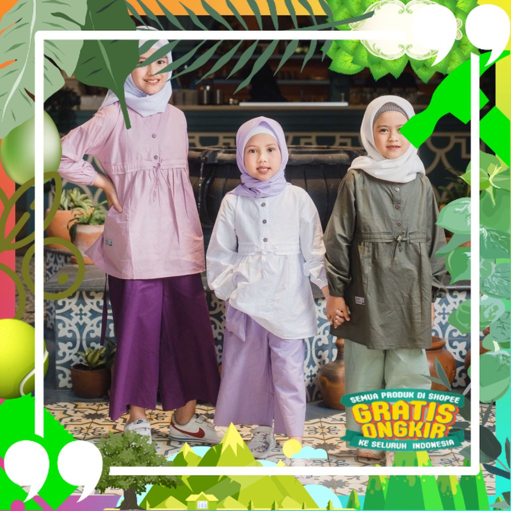 HOOFLAKIDS Luna Set Kulot Baju Blouse Setelan Celana Panjang Anak Perempuan 3-12 Tahun Hoofla Kids B