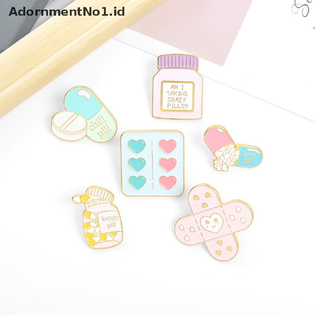 [AdornmentNo1] Kartun Perlengkapan Bros Kreatif Lucu Cinta Band-Aid Pil Botol Obat Enamel Pin Kerah Lencana Ransel Baju Kartun Perhiasan Hadiah [ID]