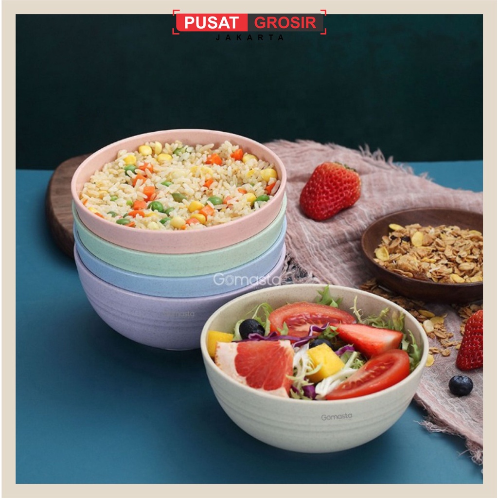GO-M03 Mangkok Ramen 15 cm Wheat Straw Mangkuk Makan Plastik Bowl Warna-Warni