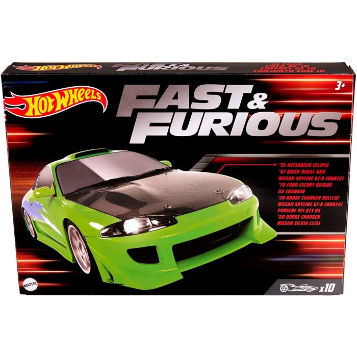 Hotwheels Fast Furious 10 Pack with Exclusive Skyline &amp; Dodge Charger