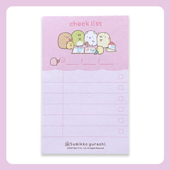 

TOKKADO Sumikko Gurashi Check List Notes Memo To Do Reminder Mini Lucu - Checklist A