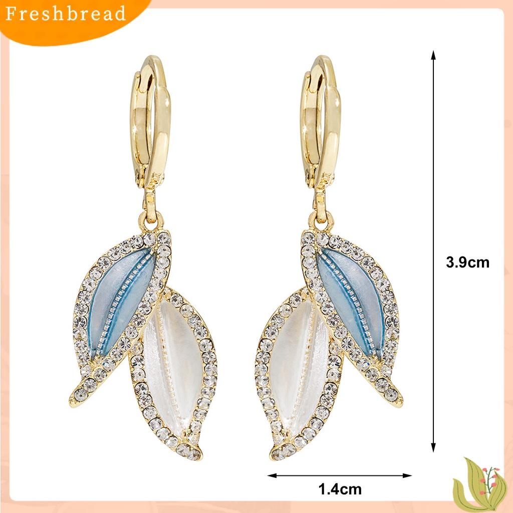 {In Stock} 1pasang Anting Menjuntai Gaya Retro Elegan Temperamen Hadiah Berkilau Berlian Imitasi Daun Biru Wanita Drop Earrings Perhiasan Aksesoris