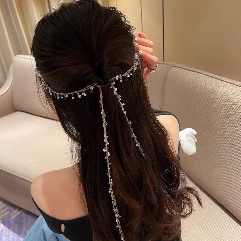 1pcs Jepit Rambut Kepang Panjang Bintang Kristal Chic Dan Bergaya Untuk Wanita Dengan Daya Tarik Tambahan Untuk Aksesoris Rambut Ponytail Anda