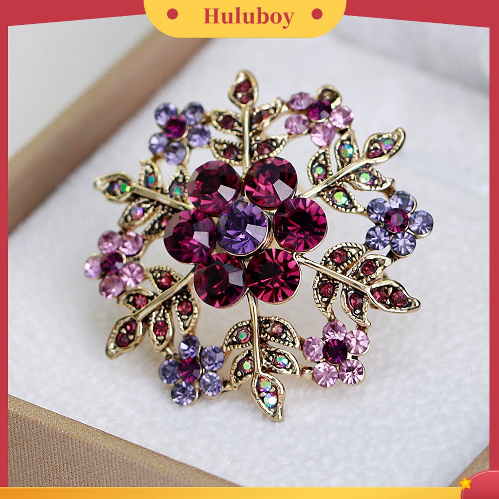 {Ready Stock} Fashion Wanita Snowflake Bunga Lingkaran Berlian Imitasi Bros Pin Perhiasan Natal