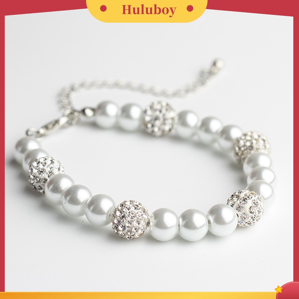 {Ready Stock} Wanita Elegan Mutiara Palsu Hias Berlian Imitasi Liontin Gelang Hadiah Perhiasan Pernikahan