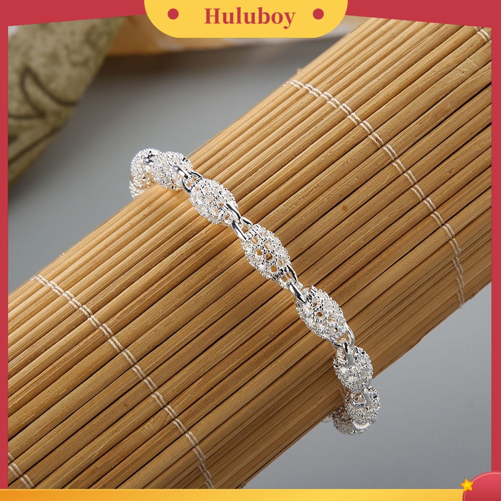 {Ready Stock} Gelang Elegan Anti Karat Wanita Lapis Silver Hollow Bola Bangle Rantai Untuk Travel