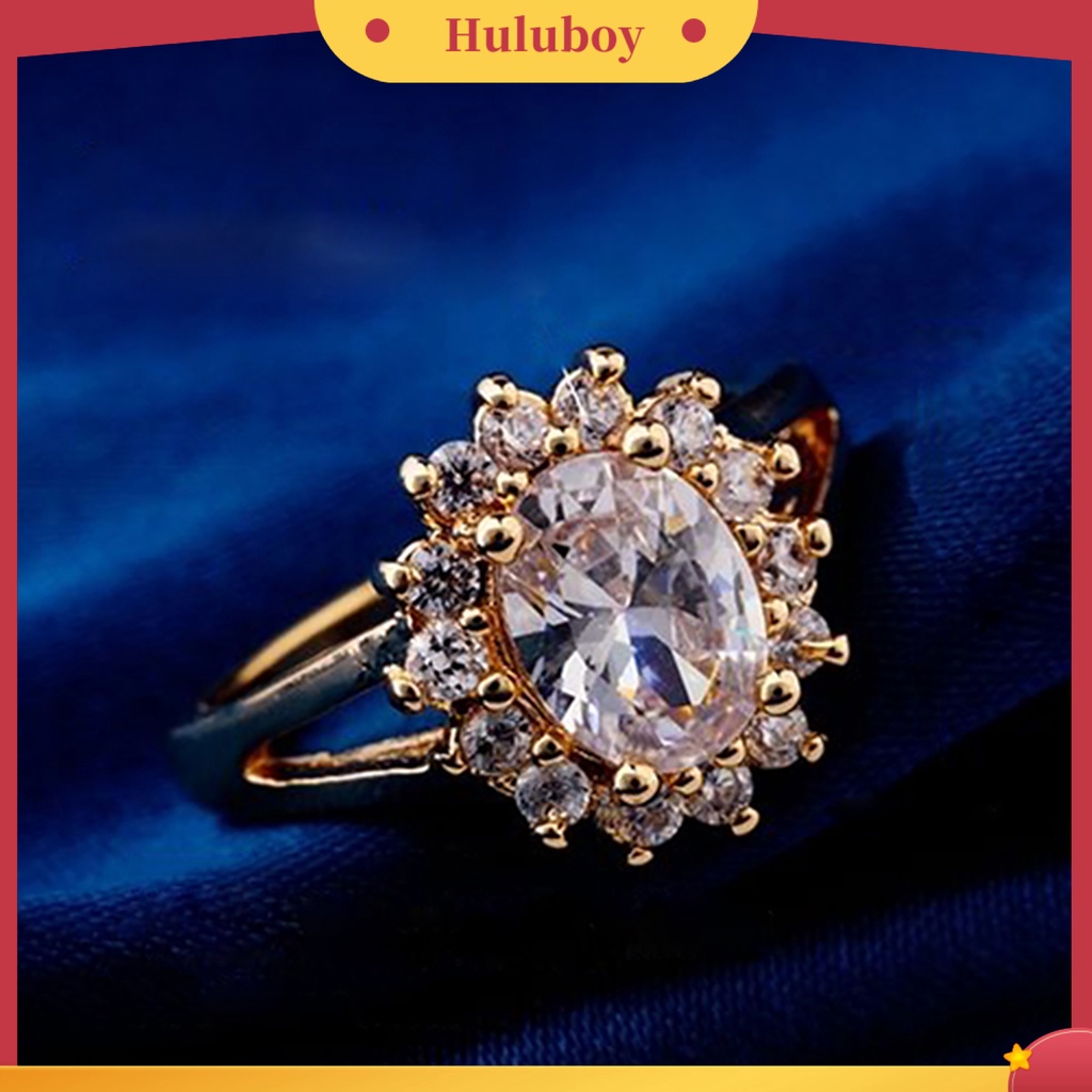 {Ready Stock} Cincin Pengantin Pengerjaan Halus Perhiasan Hadiah Wanita Elegan Berlian Imitasi Jari Cincin Untuk Prom