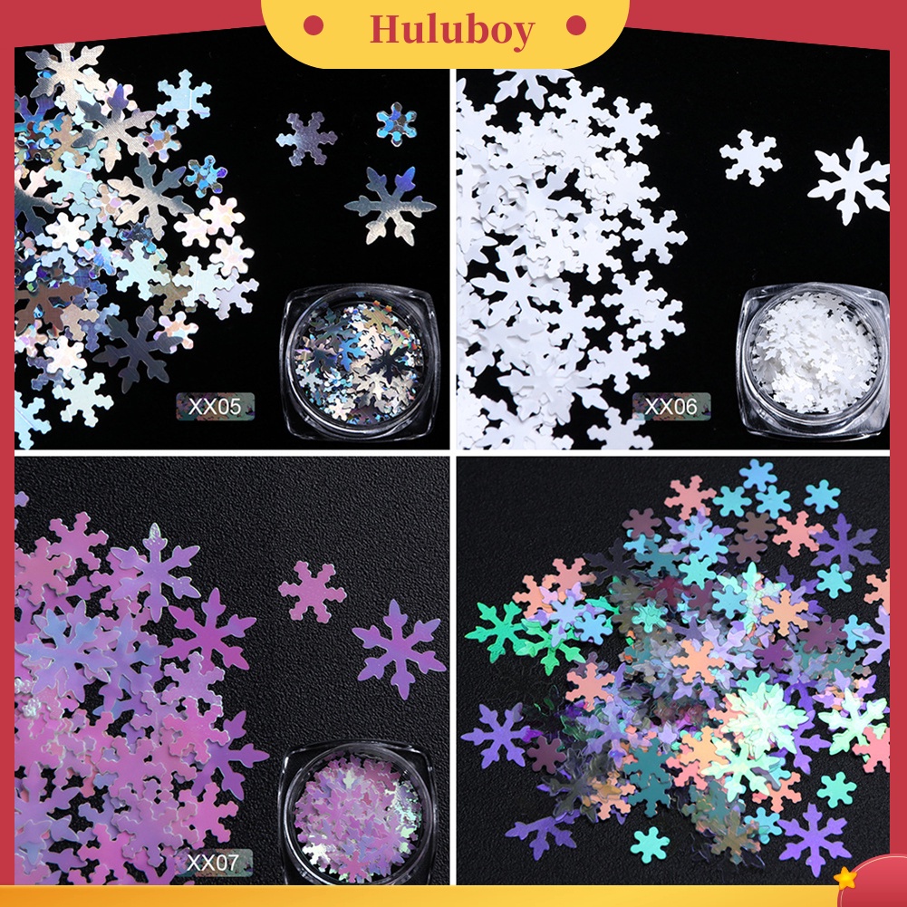 {In Stock} 1kotak Natal Dekorasi 3D Glitter Snowflake Nail Art Sequin Ultra-Tipis Flake