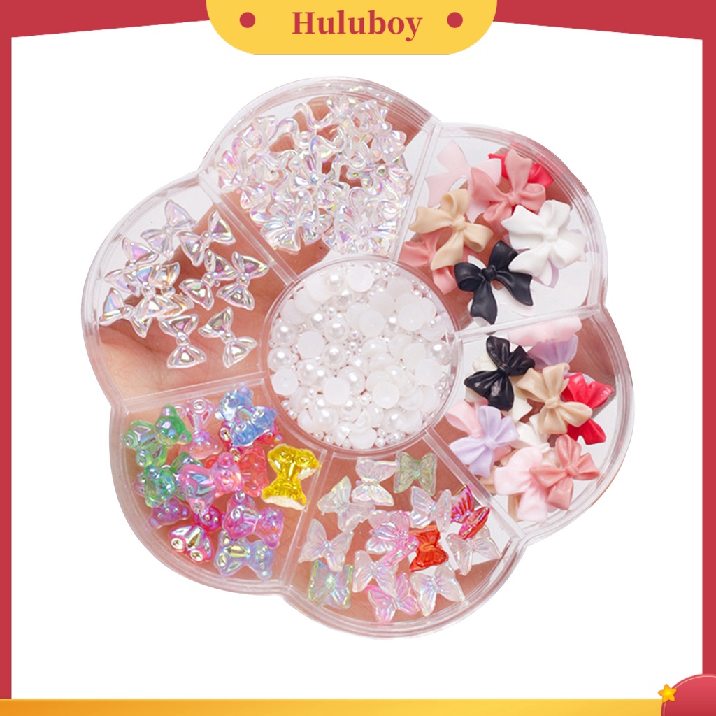 {In Stock} 1kotak Dekorasi Nail Art Tiga Dimensi Tidak Jatuh DIY Rhinestones Bow Bear Mixed Heart Plum Blossom Plate Nail Ornament Nail Salon Supply