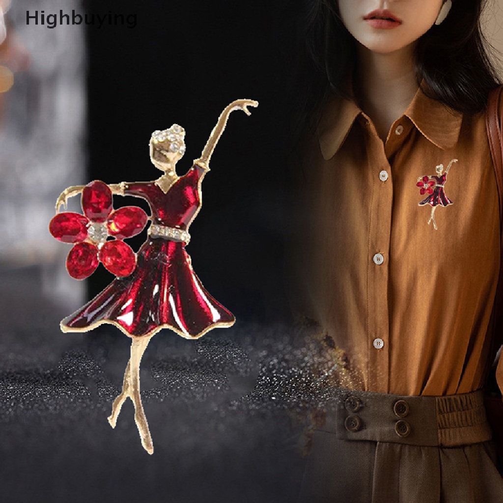 Hbid Fashion Wanita Enamel Kristal Bunga Ballet Dancer Bros Pin Syal Baju Bros Hadiah Glory