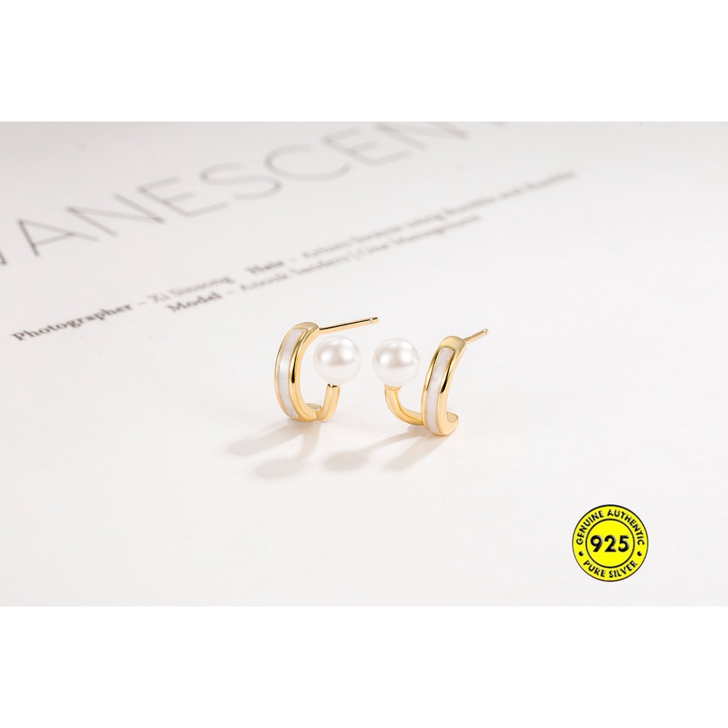 Anting Pejantan Mutiara Fritillary Bermutu Tinggi Temperamen Perempuan Anting Antik Lapisan Ganda U1214