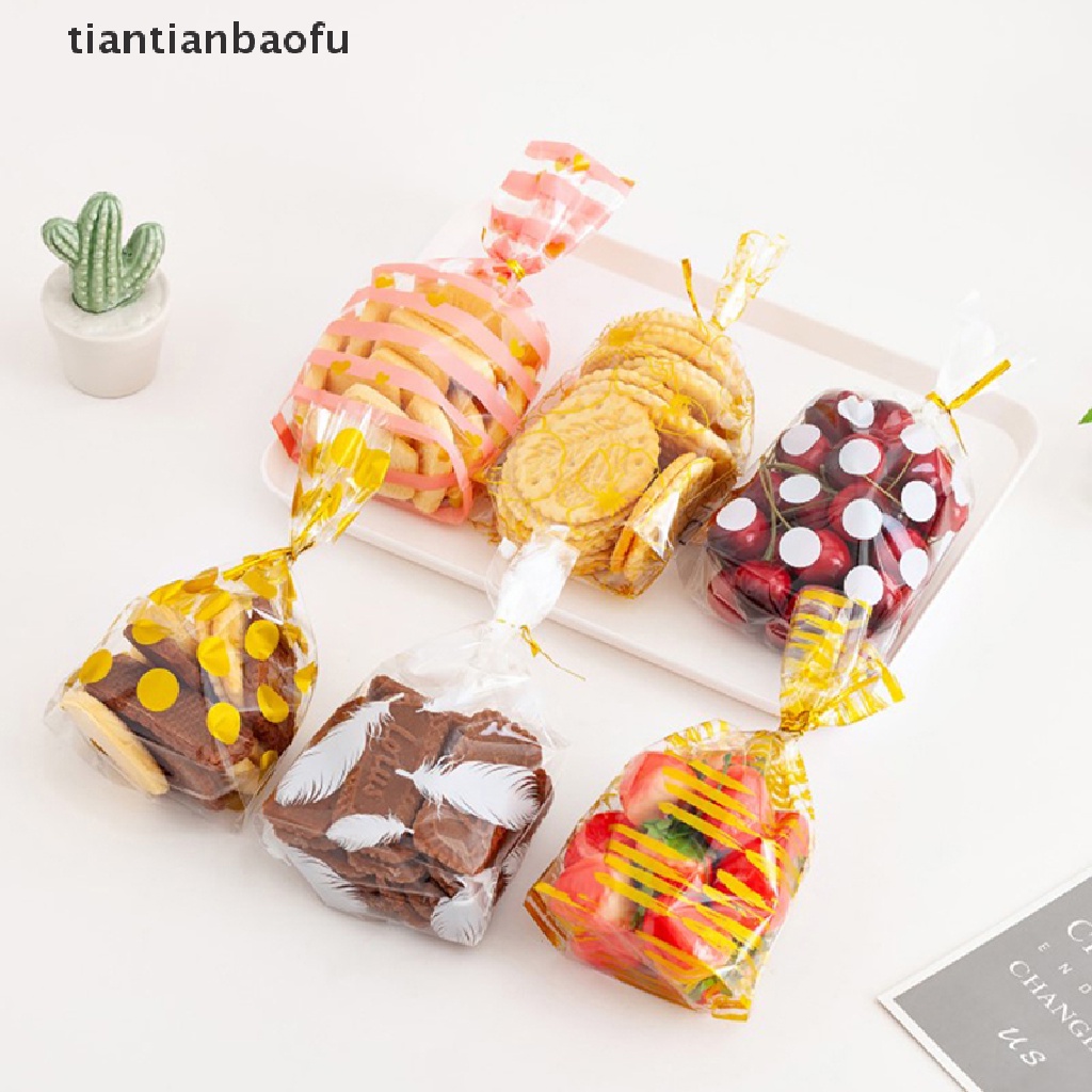 [tiantianbaofu] 100pcs Kantong Plastik Opp Bening Untuk Permen Lolipop Kue Kering Paket Bags Gift Bags Butik