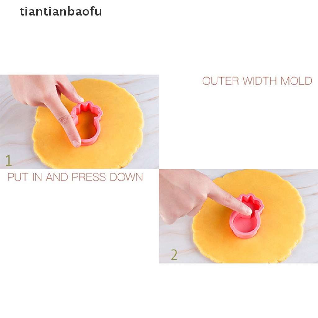[tiantianbaofu] 8pcs Cetakan Embosser Kue Kering Buah 3D Frosg Fondant Plastik Cookie Press Mold Butik