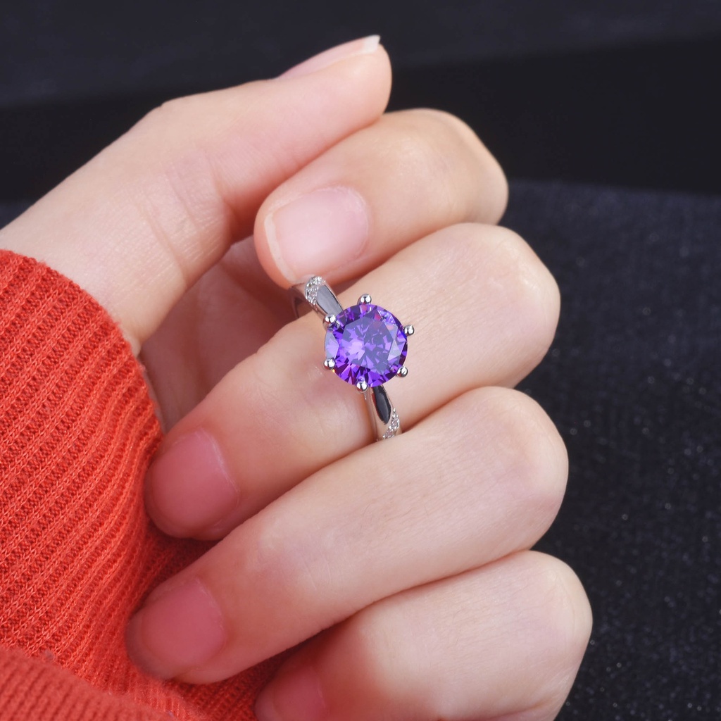 Goldkingdom Aksesoris Perhiasan Fashion Ready Stock Cincin Kecubung Dengan Berlian Mosan.