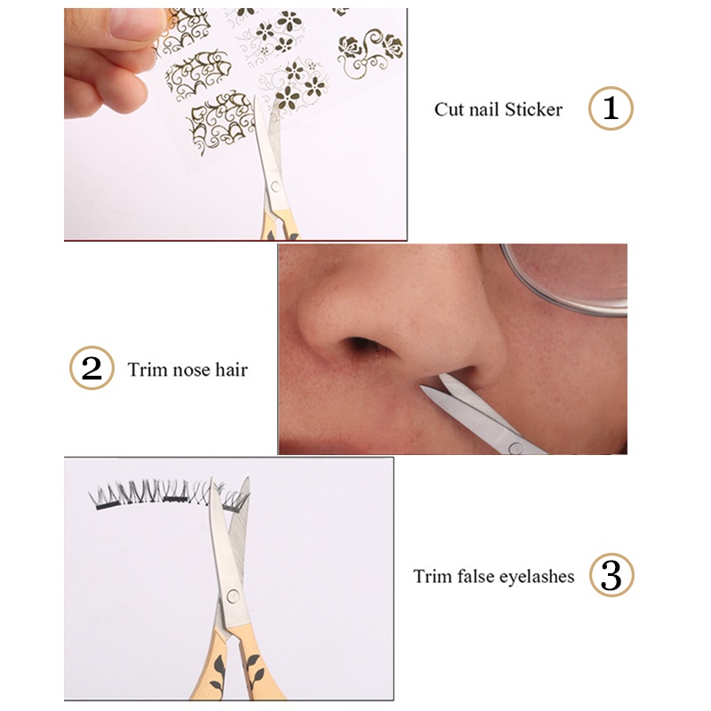 Gunting Rambut Hidung Stainless Steel Jenggot Alis Rambut Wajah Bulu Mata Palsu Trimmer Scissors Tajam Pisau Tepi Alat Penghilang