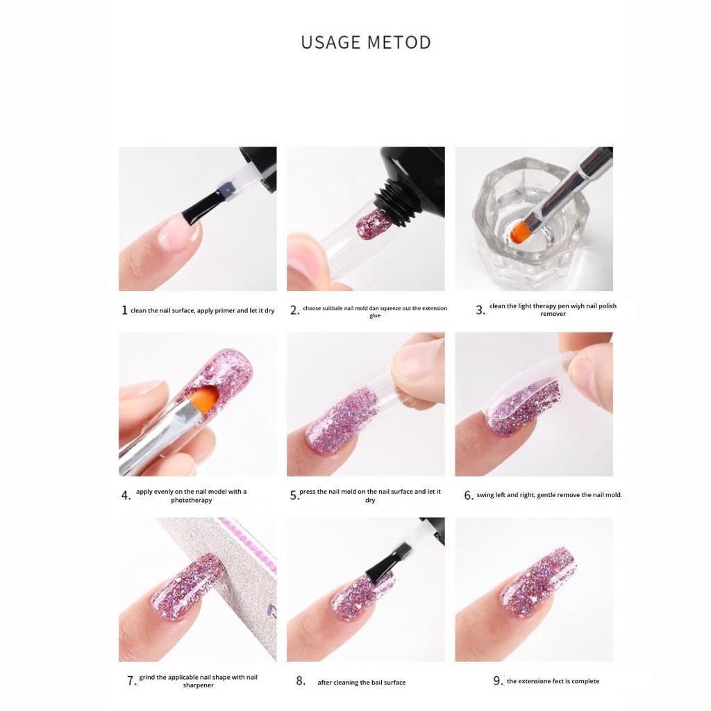PINPAI Polygel Acrylic Gel Nail Extention Dekorasi Nail Art