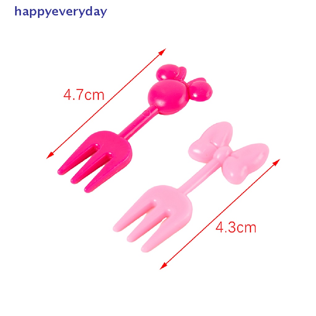 [happy] 10pcs Mini Kartun Garpu Buah Anak Snack Kue Dessert Tusuk Gigi Bento Makan Siang Dekorasi Pesta Fruit Fork [ID]