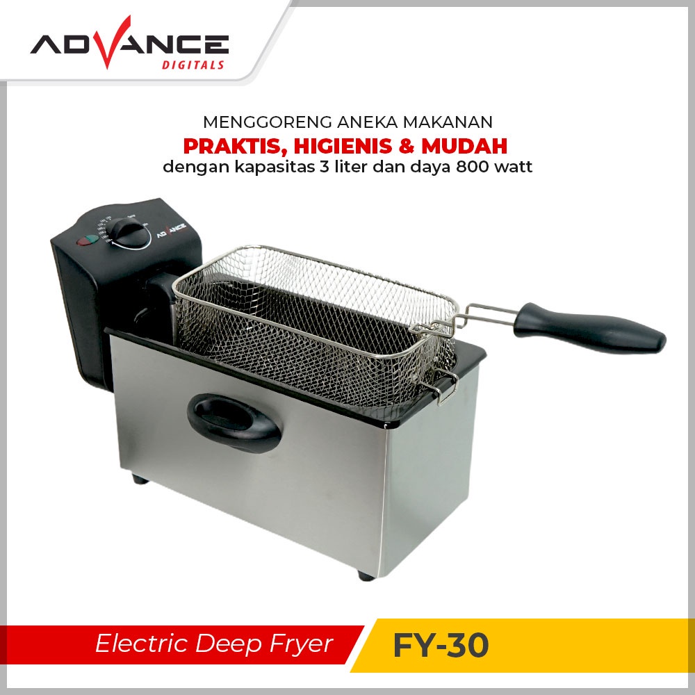 ADVANCE Electric Deep Fryer FY-30 Alat Mesin Penggoreng Listrik Kapasitas 3 Liter Garansi Resmi 1 Tahun