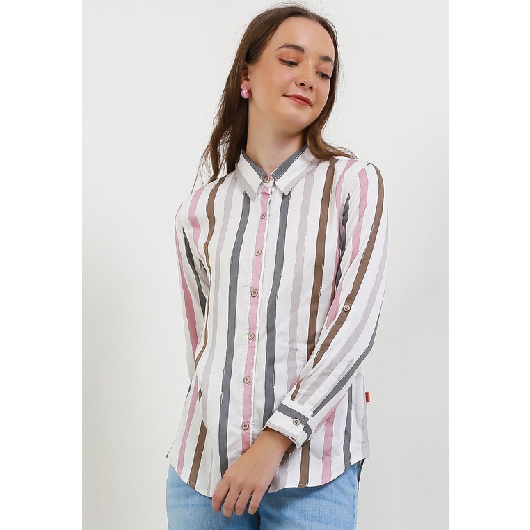 DUST Kemeja Buma Garis Comfease Kemeja Katun kemeja wanita