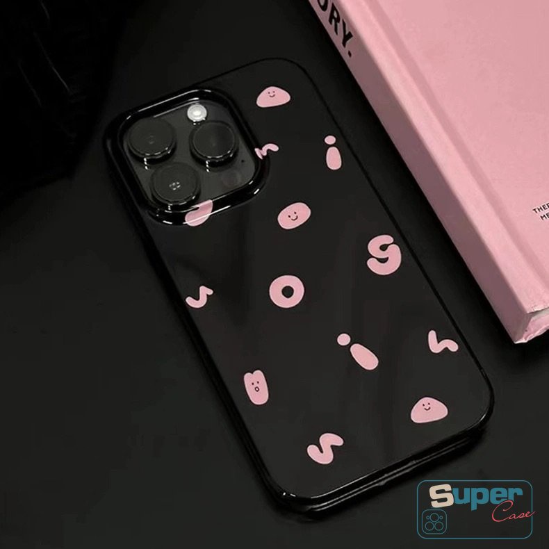 IPHONE Ins Fashion Cute Smiley Halus Case Kompatibel Untuk Iphone8 7plus XR 13 11 14 12 Pro Max X XS Max SE 2020 Alfabet Sederhana Glossy Lembut Tpu Silicon Pasangan Ponsel Case