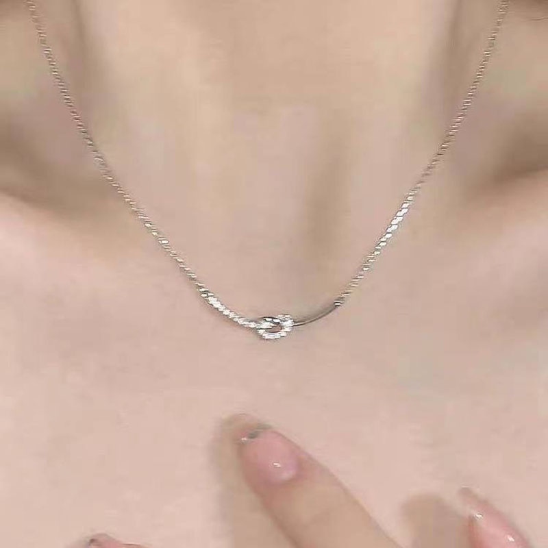 Kalung Geometris Smile Simpul Berlian Imitasi Alloy Korea Untuk Anak Perempuan