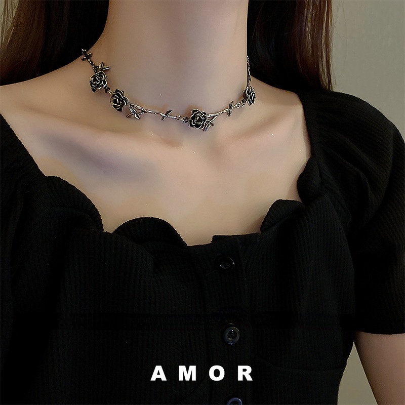 Kalung choker Bunga Camelia flower Desain Niche fashion Gaya Korea