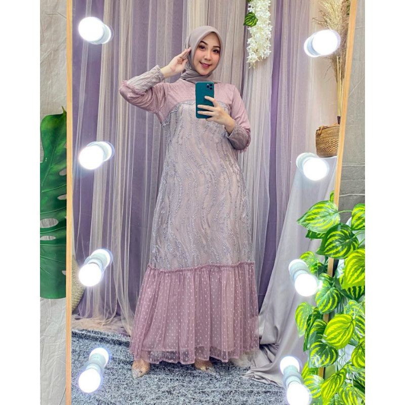 Amanda Dress - Dress Lebaran - Gamis Mewah - Gamis Tanahabang - Dress Pesta - Gamis Pesta Brukat - P