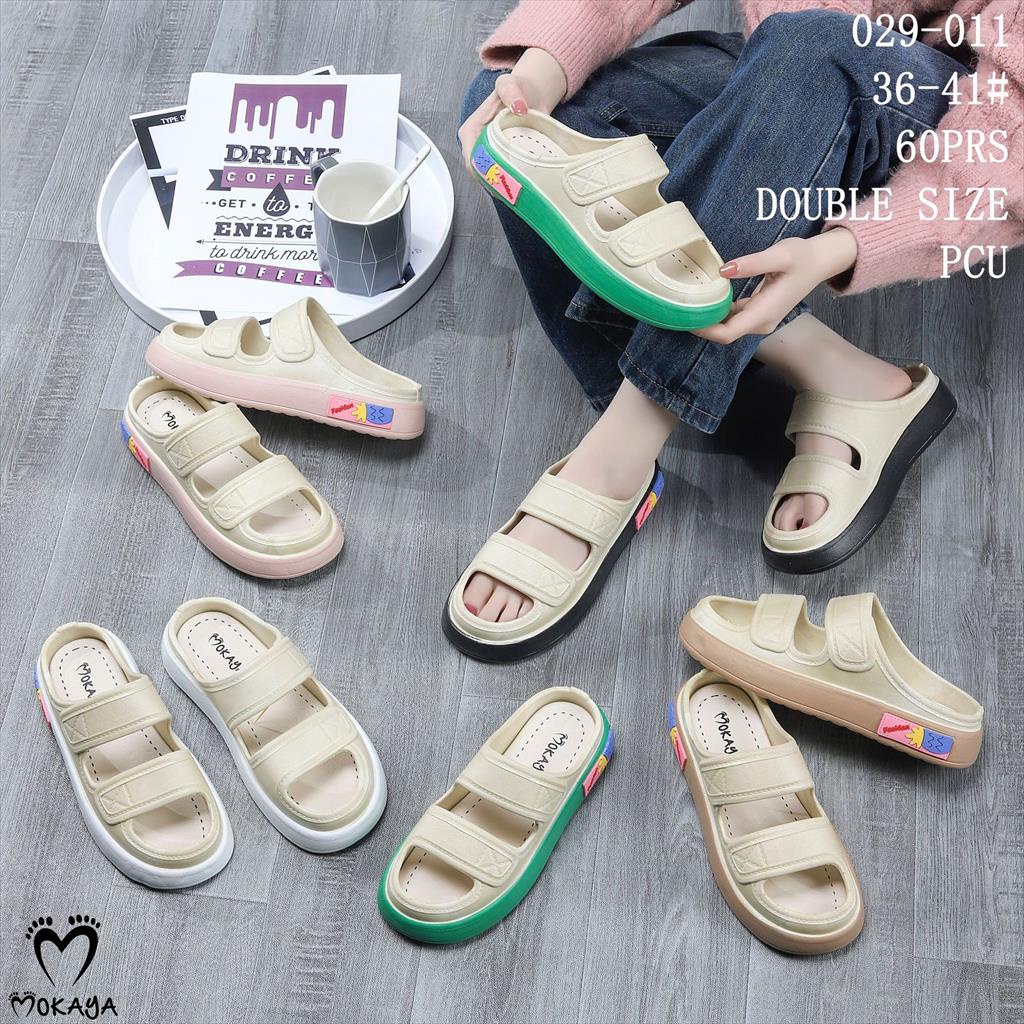 Sandal Slop Wanita Ban 2 Polos Emboss X Sol Pinggir Warna Platform Tebal Super Empuk Trendy Keren Import Mokaya / Size 30-41 (029-011/029-6)