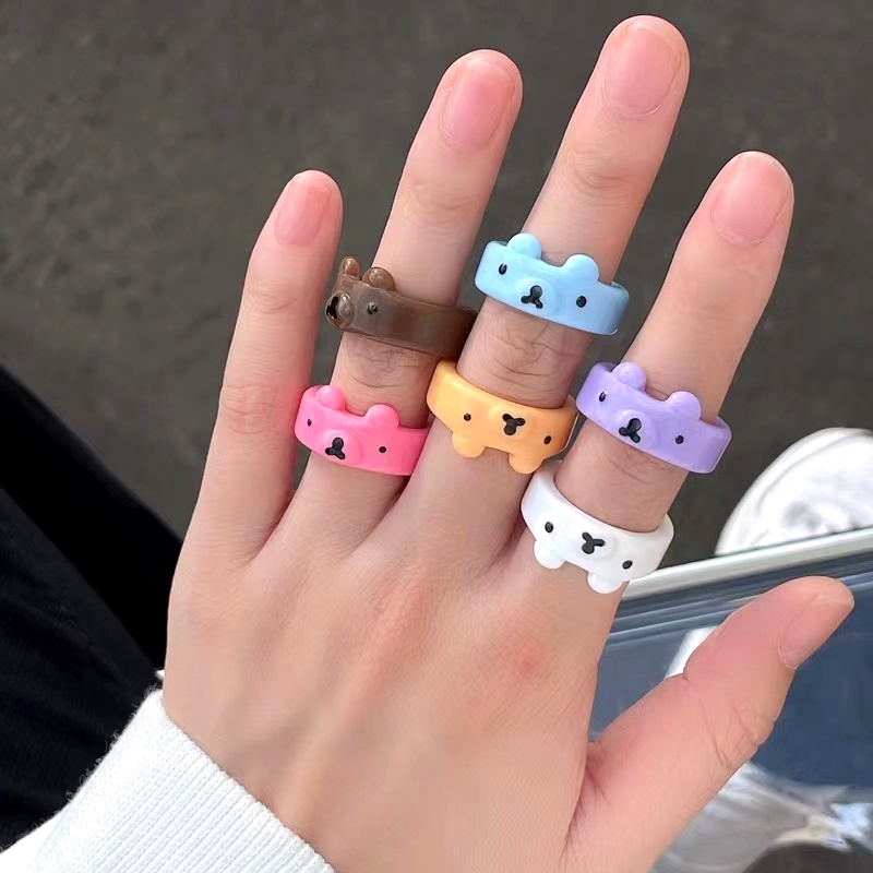 Papaozhu Trendi Resin Warna-Warni Bercahaya Katak Cincin Untuk Wanita Pria Anak Lucu Bercahaya Dalam Gelap Kartun Rings Kreatif Jari Perhiasan Hadiah Yang Sempurna